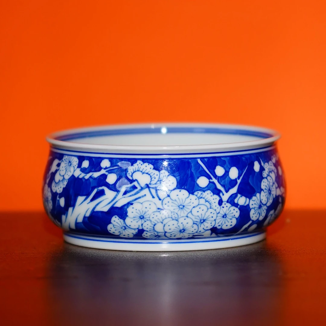 【樊匠造器】青花满绘冰梅平底炉式杯