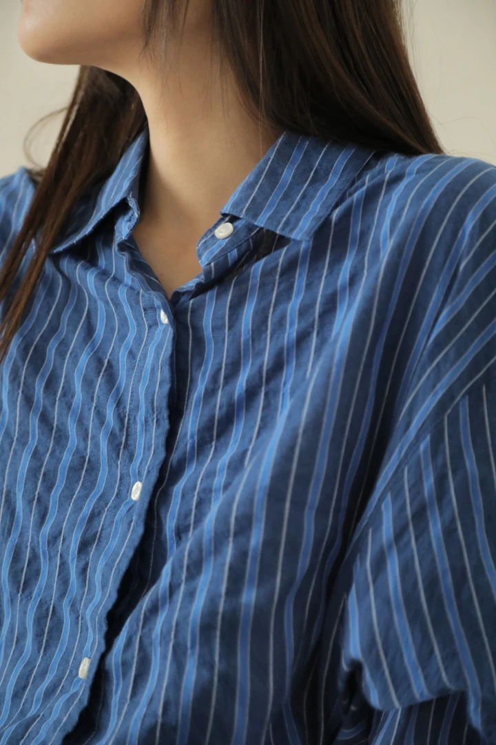 《韩韵》韩系气质简约条纹百搭设计感衬衫 00062