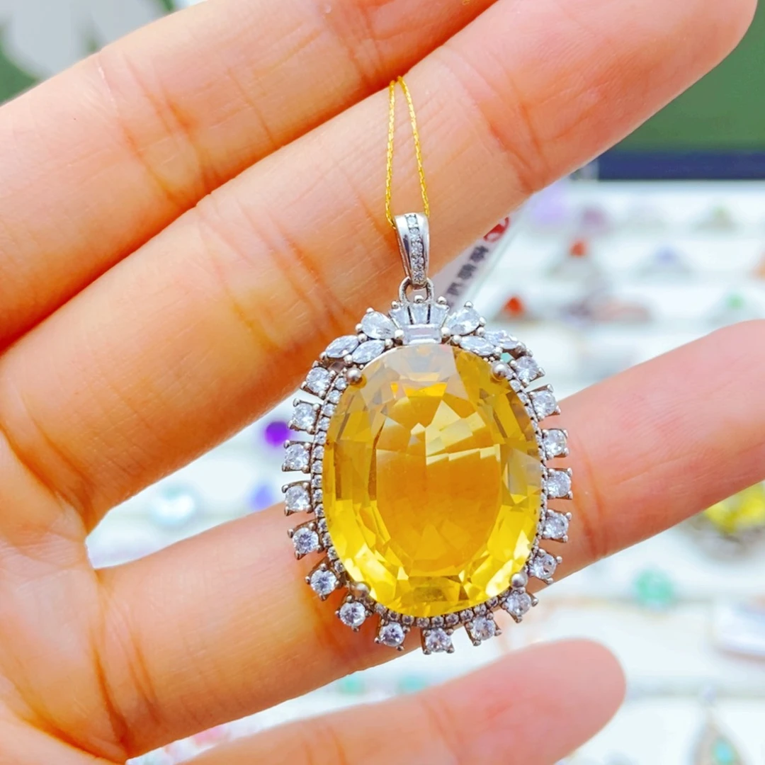 吊坠(赠链)银S925镶嵌黄晶