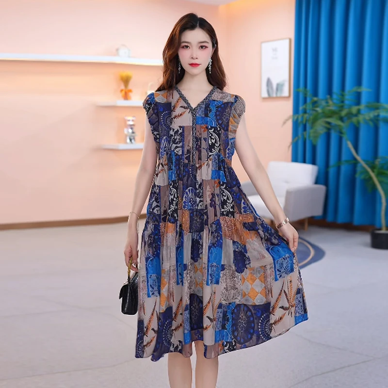 【连衣裙】夏季新款时尚修身法式洋气气质显瘦减龄宽松连衣裙