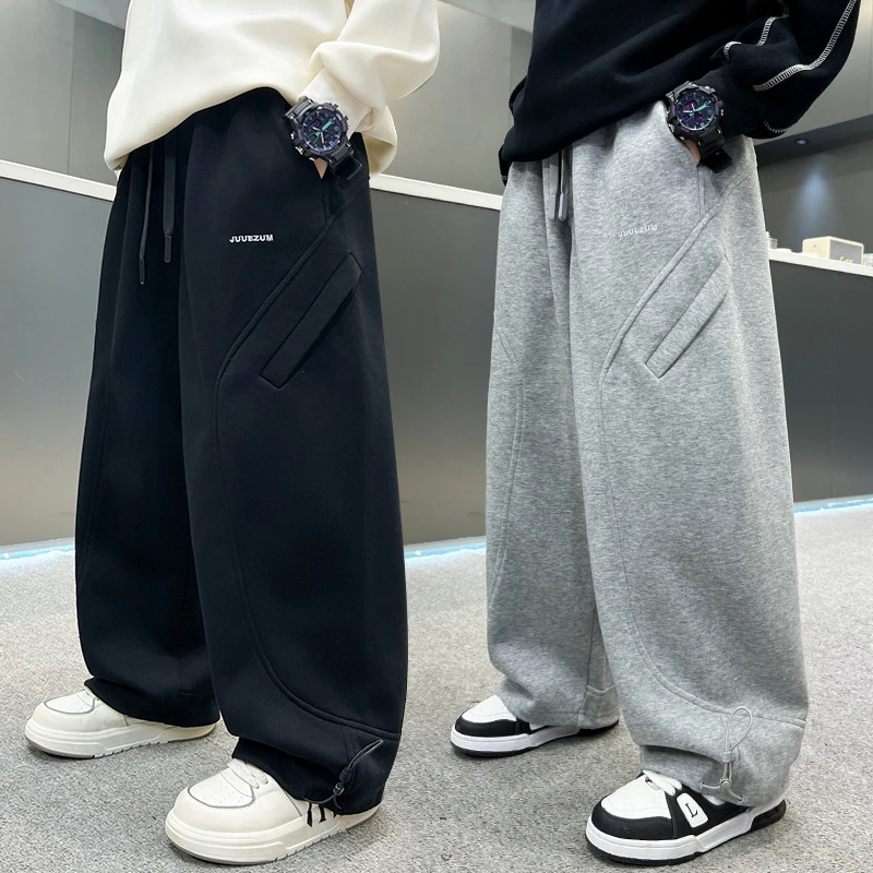 男童直筒裤子春秋宽松2025中大童休闲韩版长裤儿童秋季卫裤洋气潮