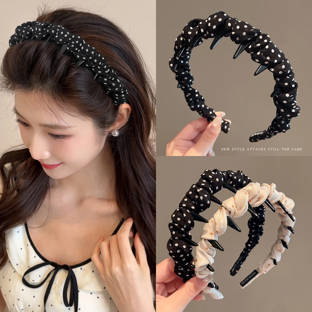 高颅顶波点发箍女款夏天2025新款洗脸头箍日常外戴发带压发卡头饰