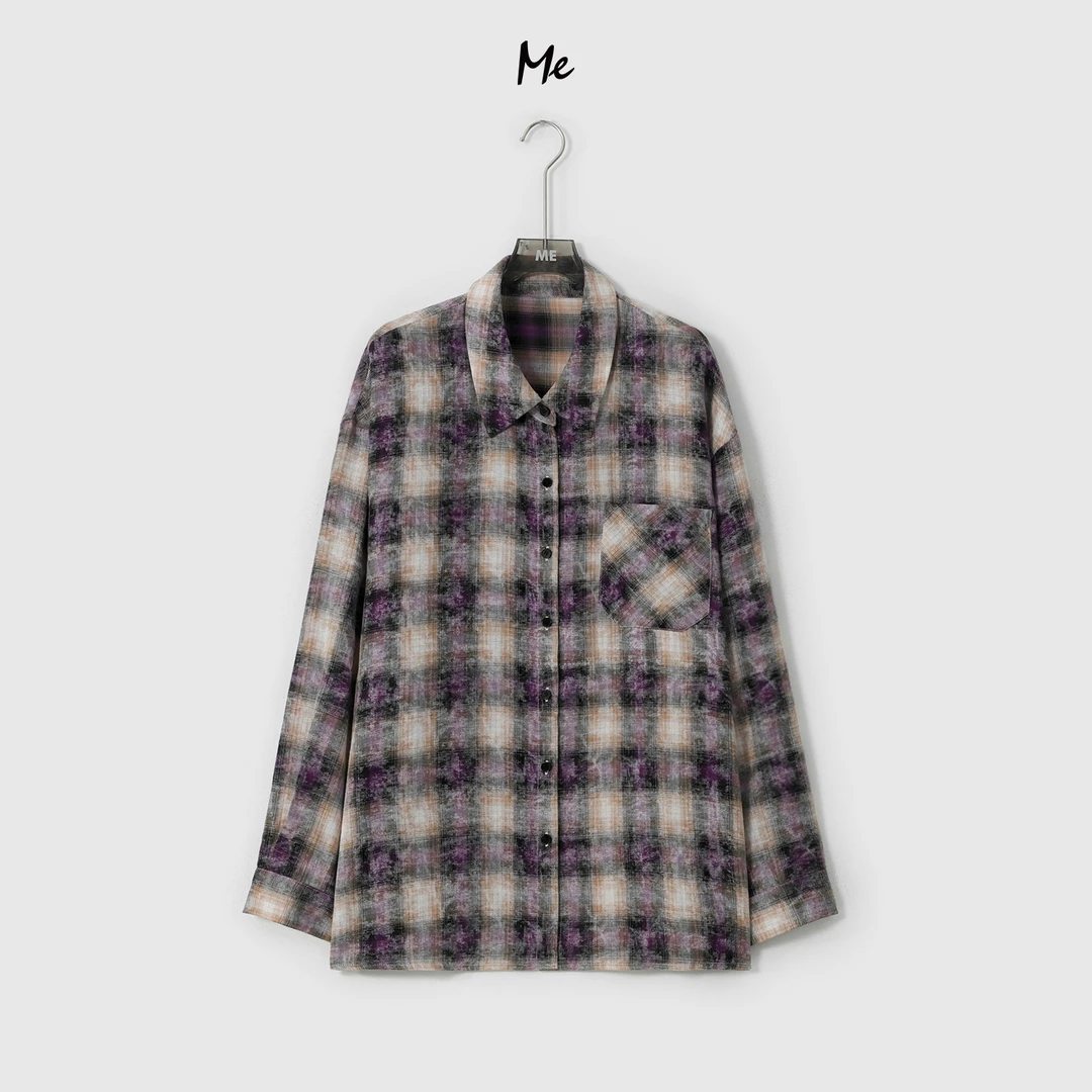 ME【水波格衬衫】100棉晕染格纹时尚百搭一手长衬衣外套MESA0181