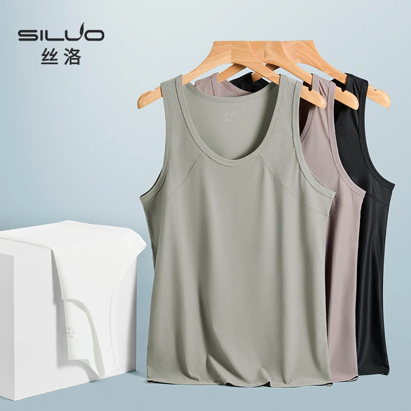 莫代尔背心男士高弹无痕打底衣内穿网孔大码跨栏运动T恤汗衫四季