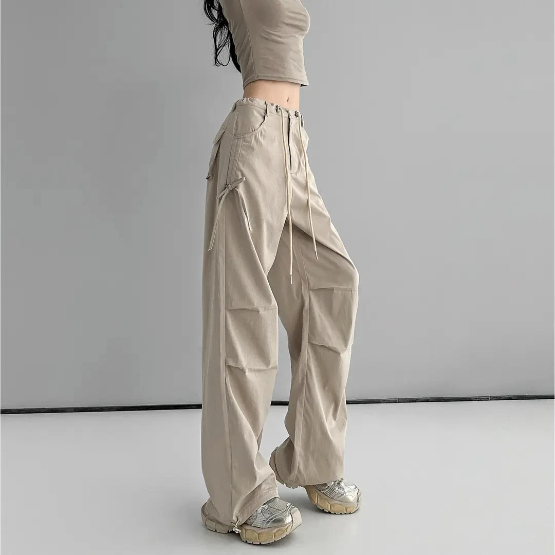 动感少女美式潮流工装裤女夏季薄款宽松显瘦百搭高街阔腿裤
