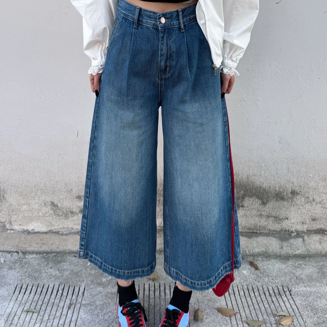 【梨形本命裤】高腰宽松显瘦百搭八分直筒阔腿牛仔裤