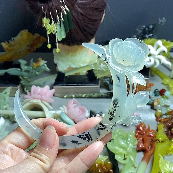 岫玉未镶嵌发簪发簪