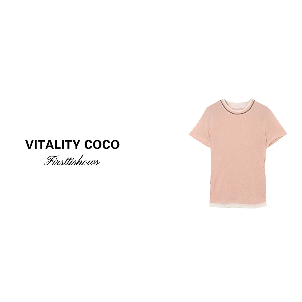 「VITALITY COCO」25年春季上新圆领星链天丝羊毛短袖T恤-1881
