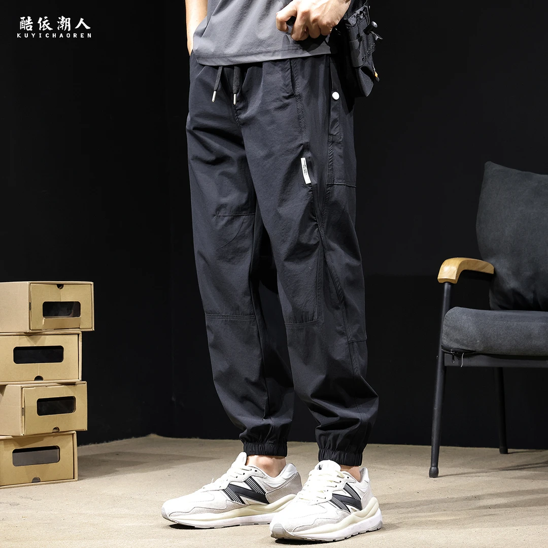 弹力速干休闲裤男2025新款百搭运动哈伦束脚潮牌大码夏季薄款裤子
