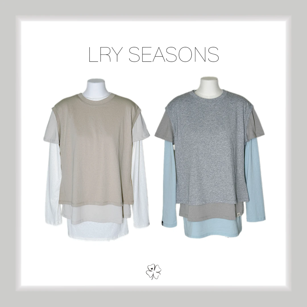 LRY SEASONS |设计师撞色叠穿T恤气质圆领25027