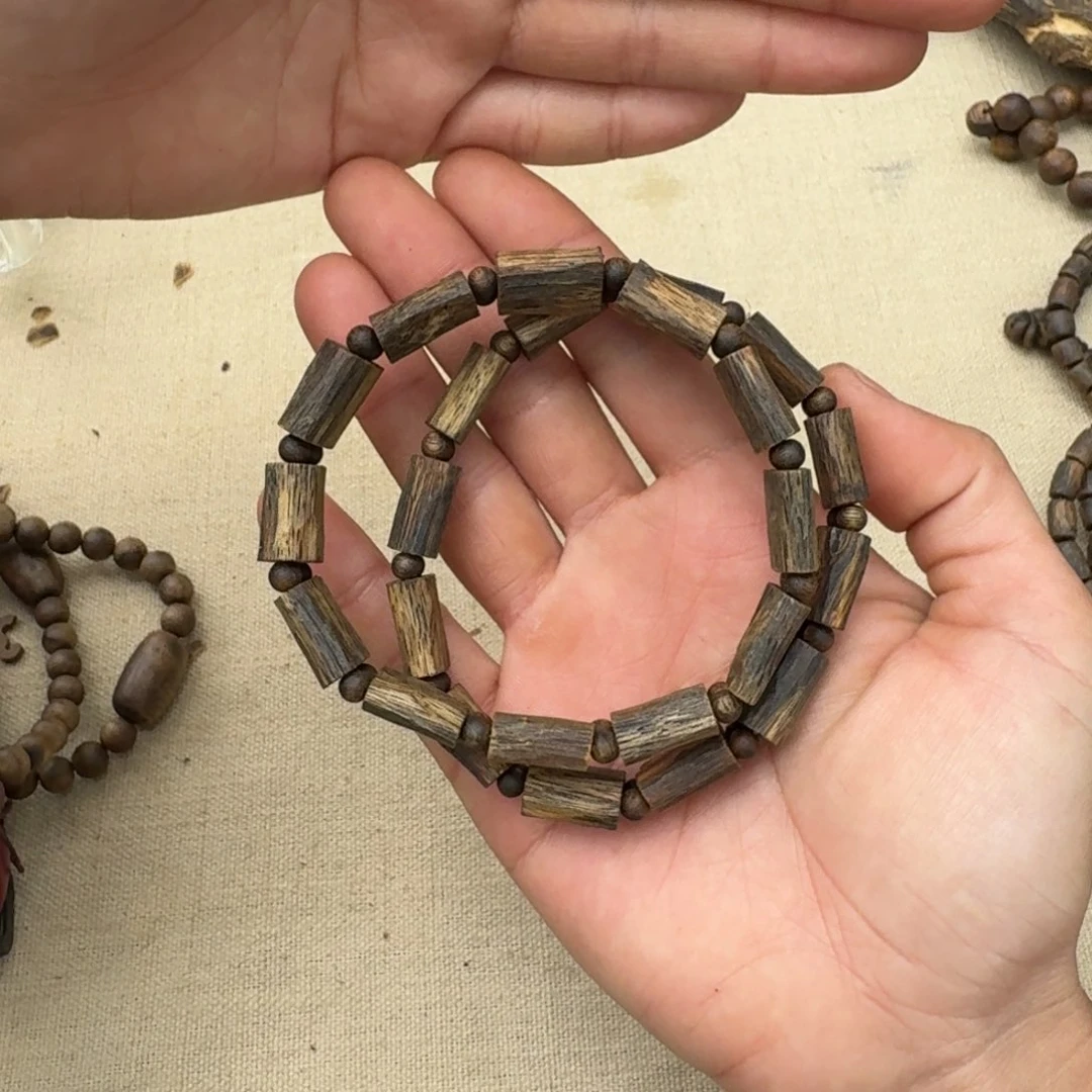 沉香手串绿奇楠单圈1.0多样性发一条