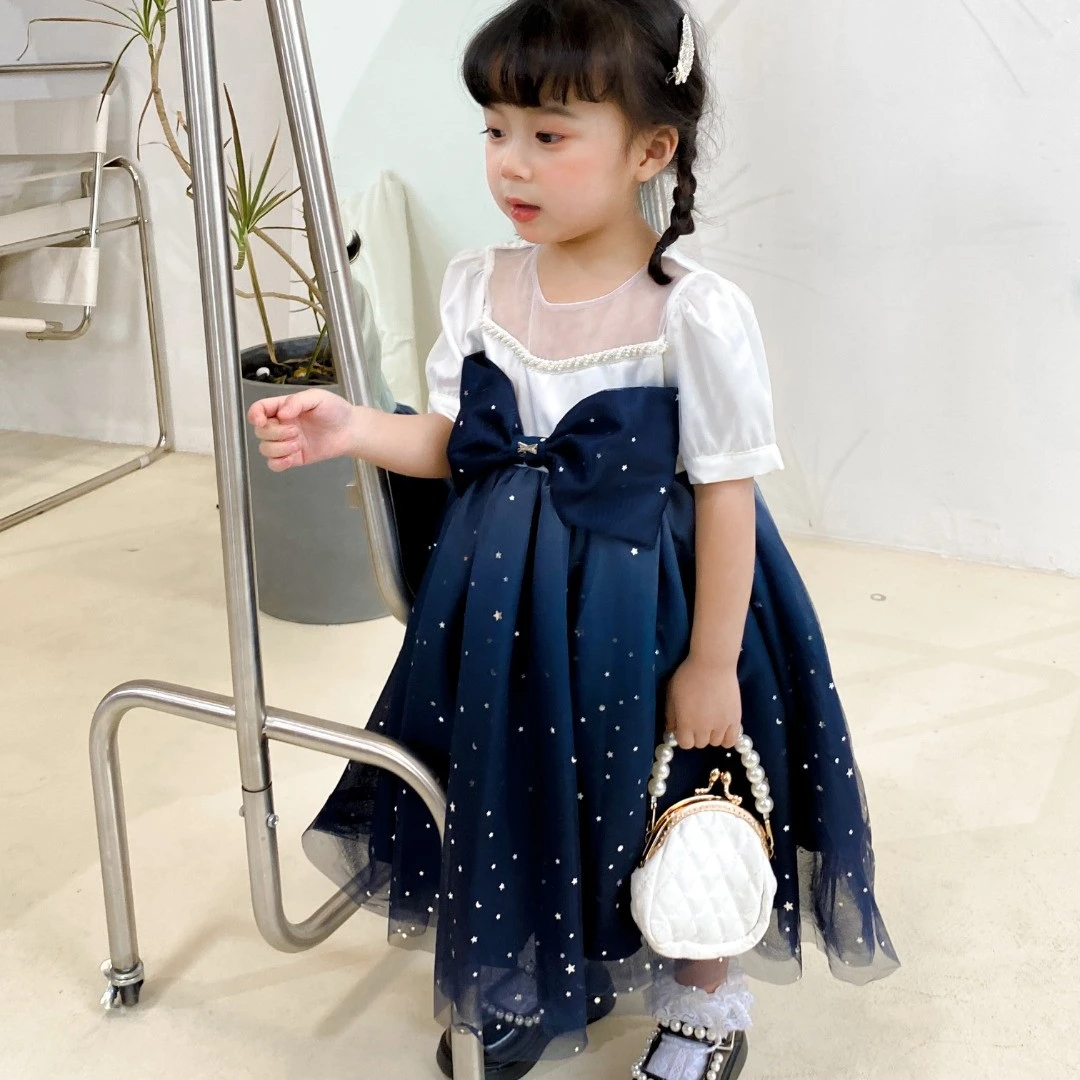 夏季女半身裙公主风学院风连衣裙纱裙泡泡袖女宝童裙礼服宝宝