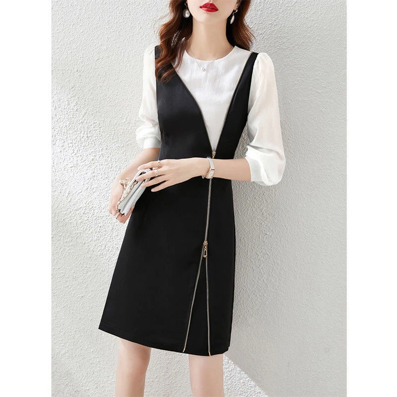 2025春季新款设计感连衣裙不规则时尚拼接气质显瘦洋气收腰百搭裙