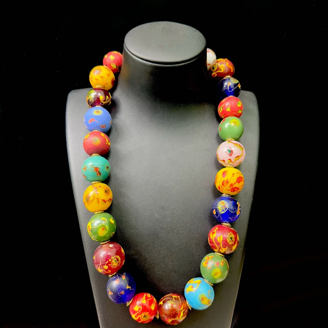 老琉璃复古百搭多彩色凤眼项链（4102884）