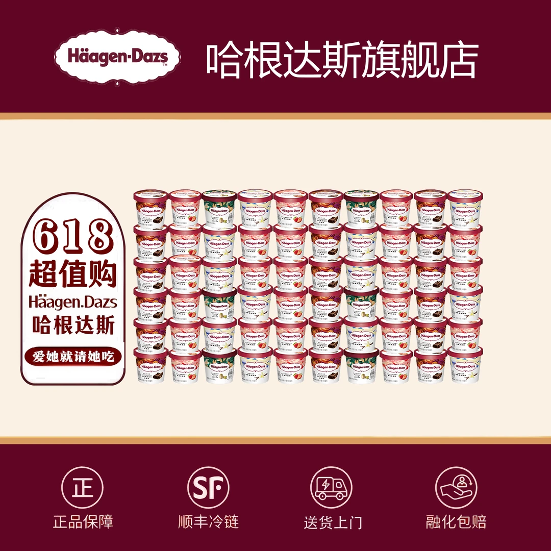 哈根达斯冰淇淋派对组合经典小杯100ml*60杯顺丰冷链XM