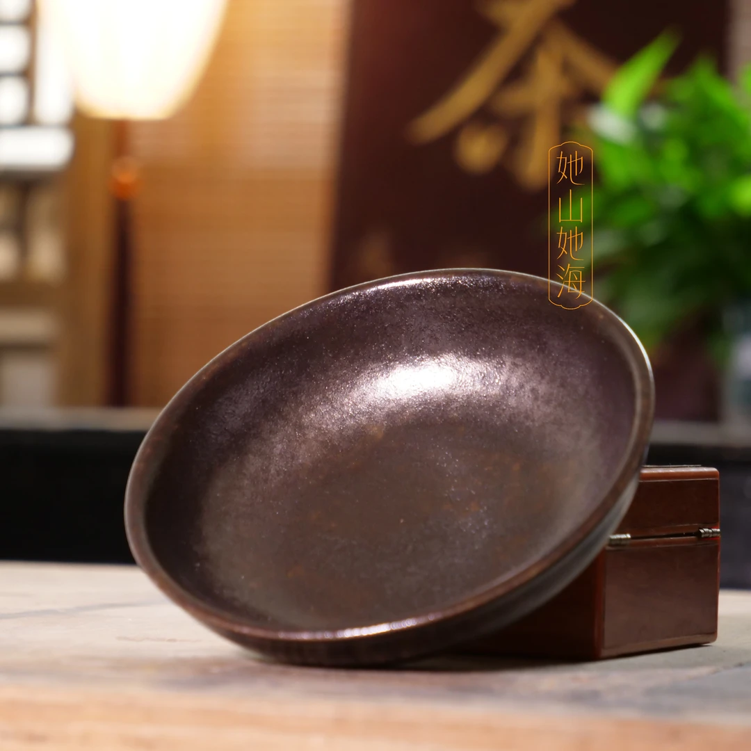 她山她海【黑志野大壶承】陶一丁黑志野圆盘储水壶承