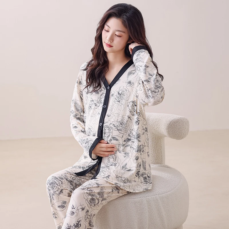 月子服春夏待产喂奶哺乳季薄款产后孕妇睡衣产妇家居服