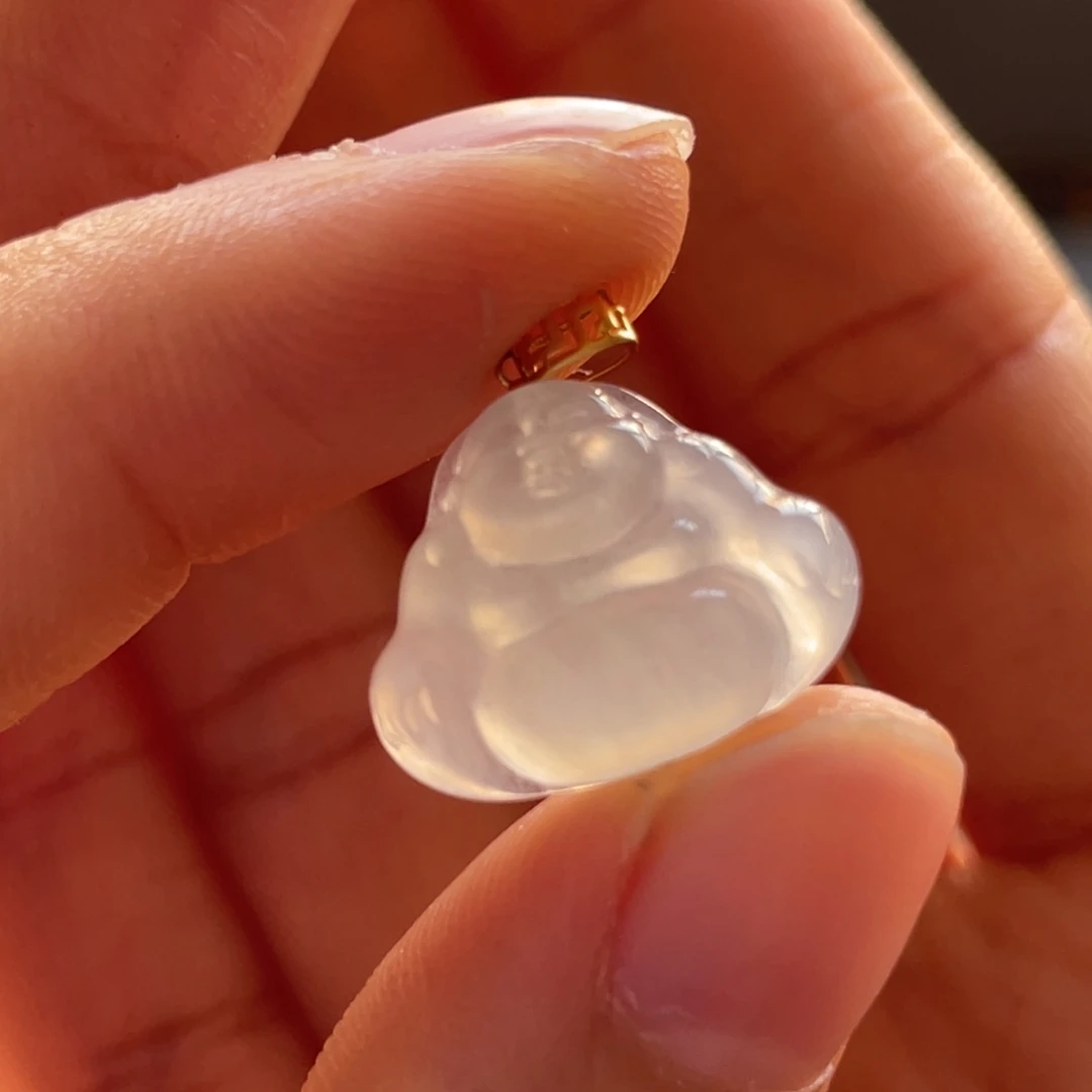 翡翠颈饰18K金镶嵌一刀切