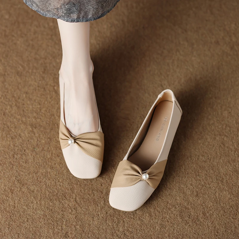 真皮浅口平底鞋女2025春夏季新款晚晚风温柔孕妇软底单鞋爆款鞋子