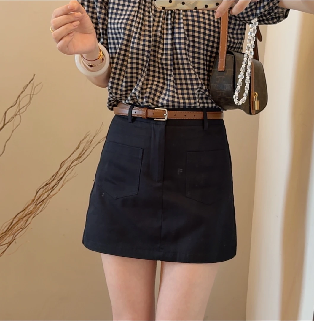 老赵服饰 简约百搭A字版型显瘦防走光半身裙裤21AU3772