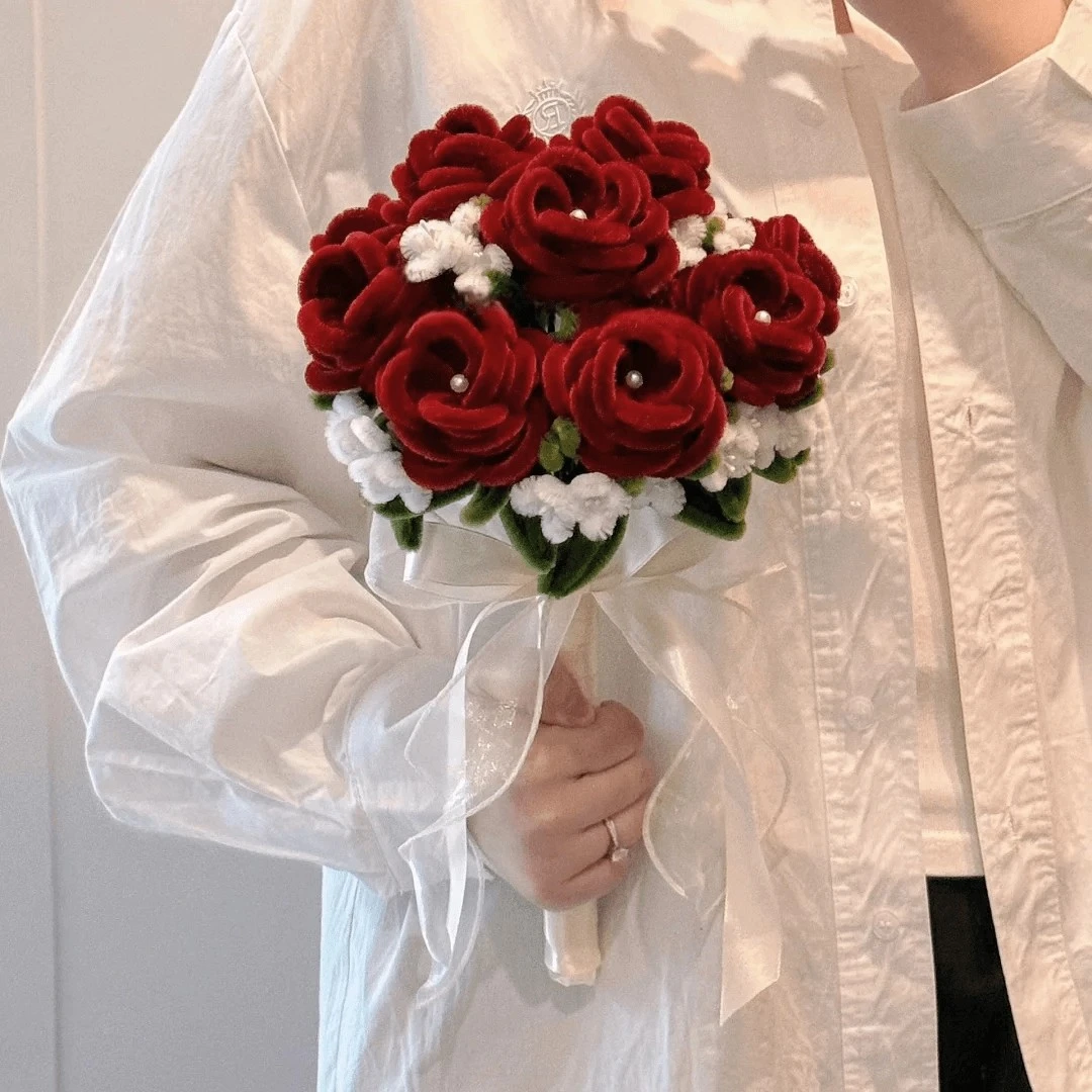 扭扭棒玫瑰手捧花DIY材料包手工简易手捧领证婚礼新娘手捧花礼物