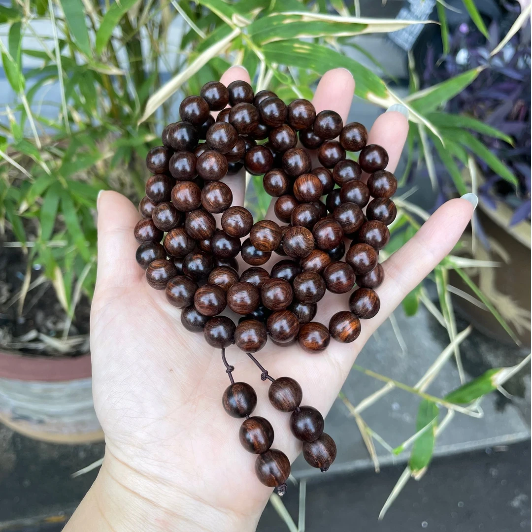 海南黄花梨降香黄檀1.0*108颗紫油梨老料多圈手串【老良红木】