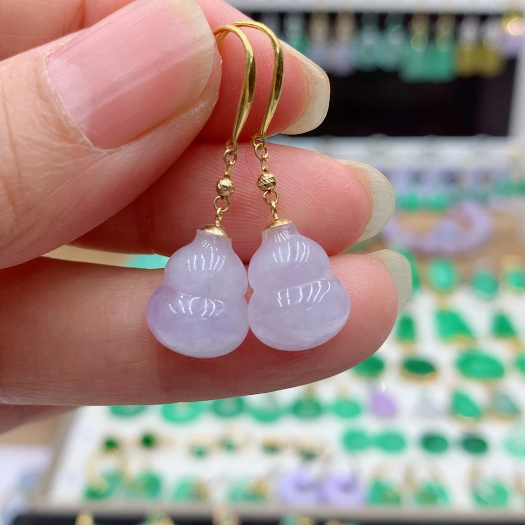 翡翠18K金镶嵌耳饰