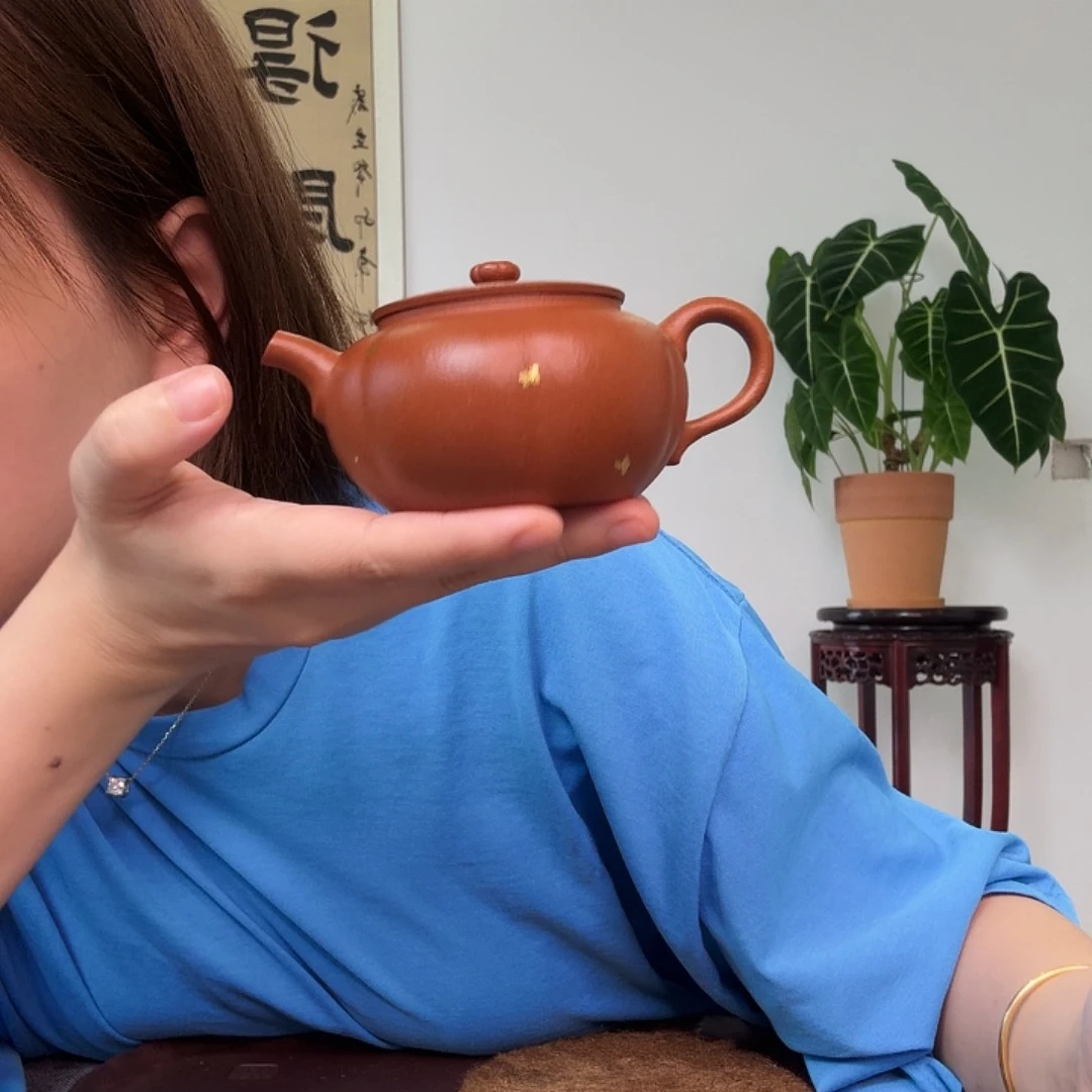 茶壶紫砂梵莲150cc小红泥撒金