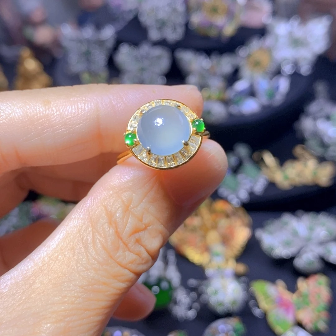 翡翠银S925镶嵌吊坠(不含链)天然翡翠