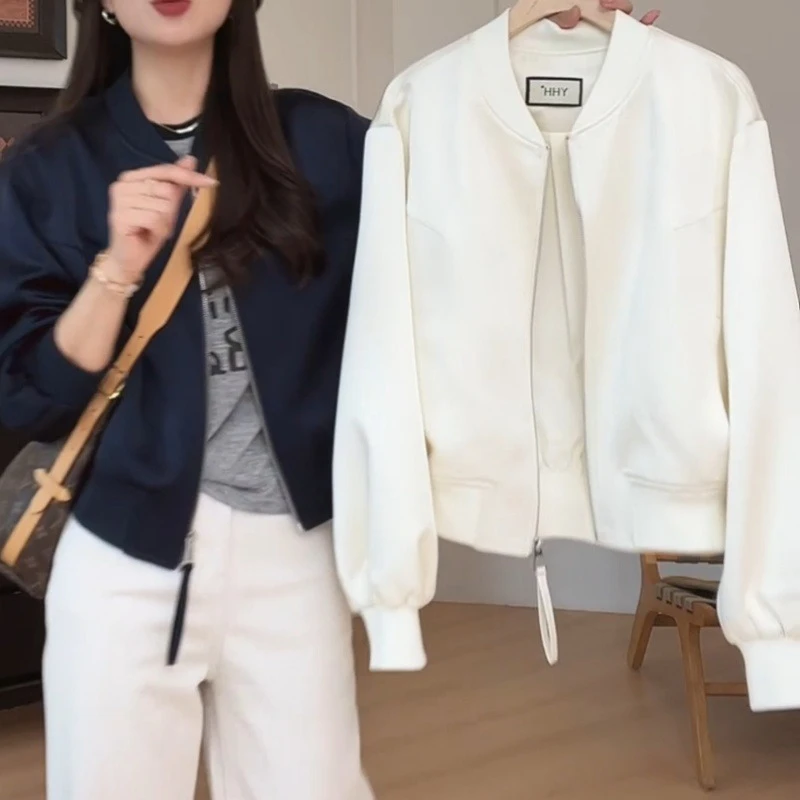 韩版时尚百搭棒球服短款外套女初秋季新款设计感小众飞行夹克上衣
