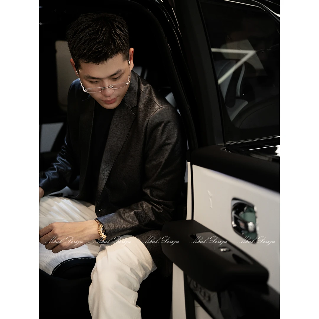 MBNL-F「杰家绵羊皮」秦磊男装100绵羊皮荔枝纹皮衣夹克LL-WWT0087