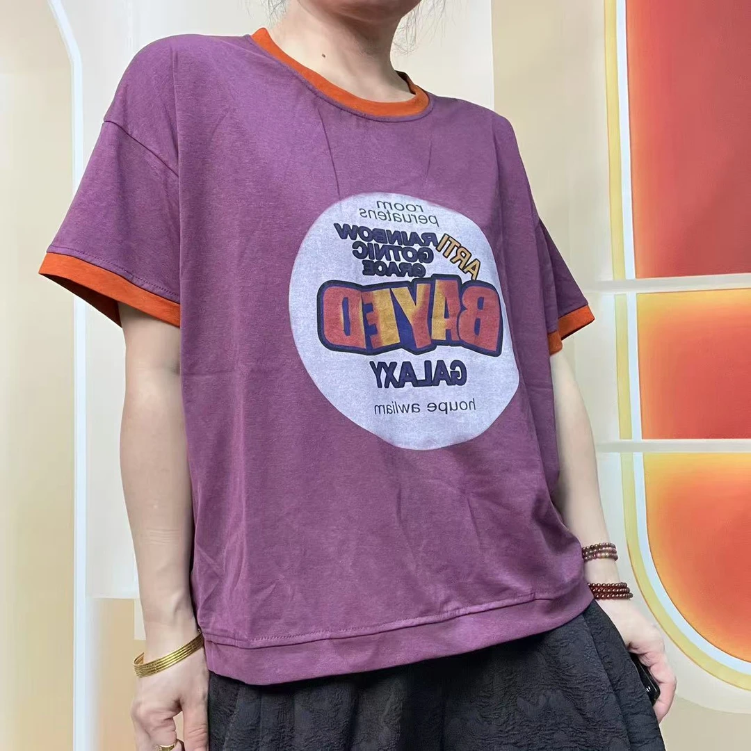 时尚站（C2）女士印花简约休闲圆领T恤796
