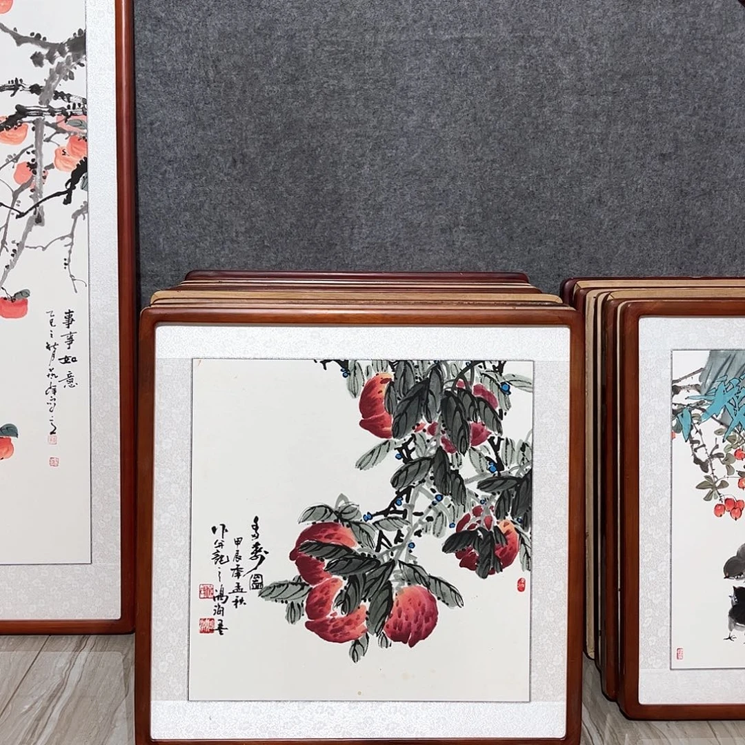 国画书画作品带框63×63