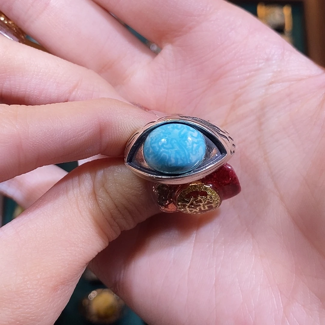 绿松石戒指银S925镶嵌史**象戒指