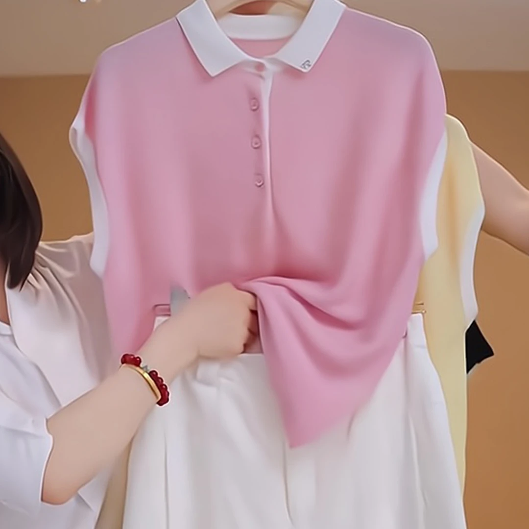 夏季气质减龄休闲精致百搭上衣韩系时尚超好看粉色翻领短袖T恤女