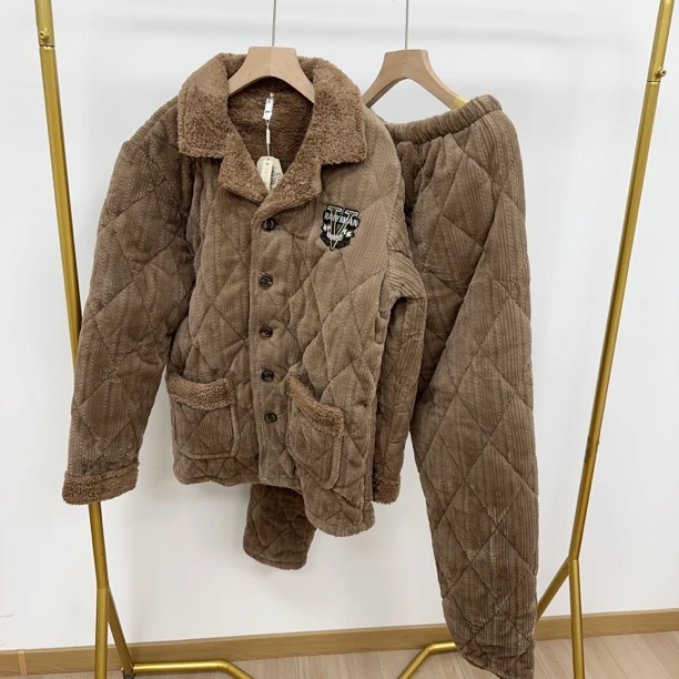 珊瑚绒夹棉保暖家居服套装749