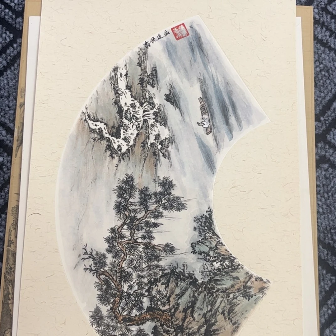 国画硬卡山水作品