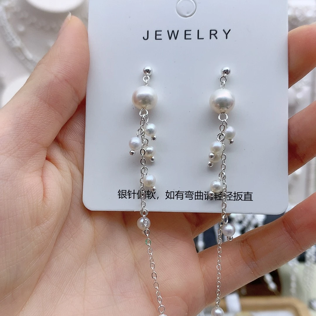 淡水珍珠耳饰银S925镶嵌