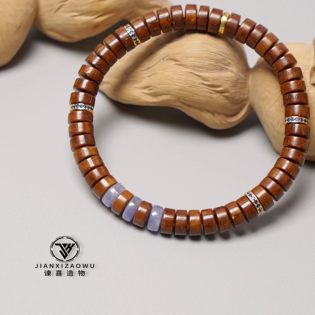 谏喜造物实心紫金鼠7*4药片手串隔片时尚潮流手串情侣款