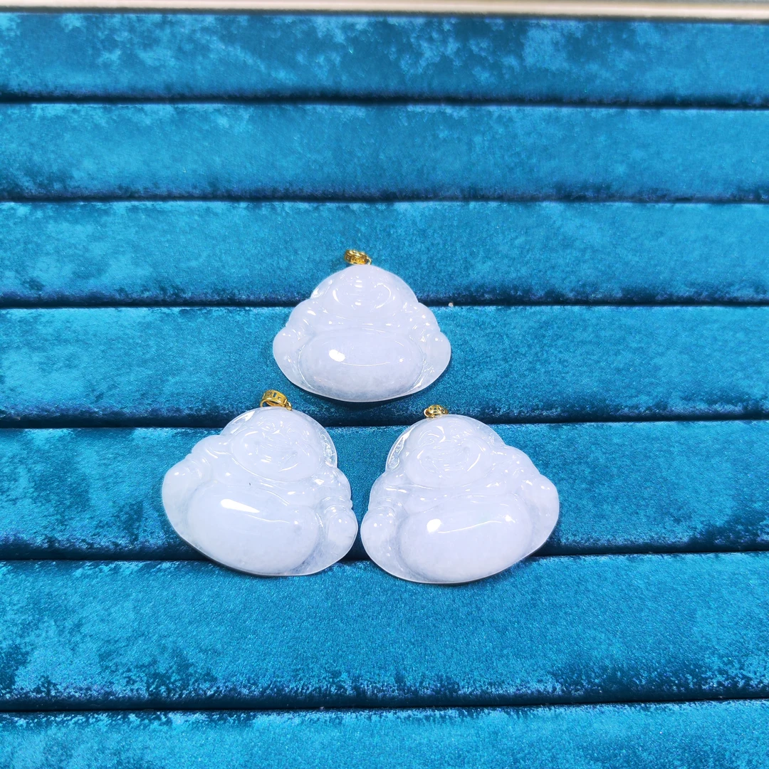 18K金扣头精致翡翠佛公吊坠-QC-多样性发一件-春日珠宝-A14