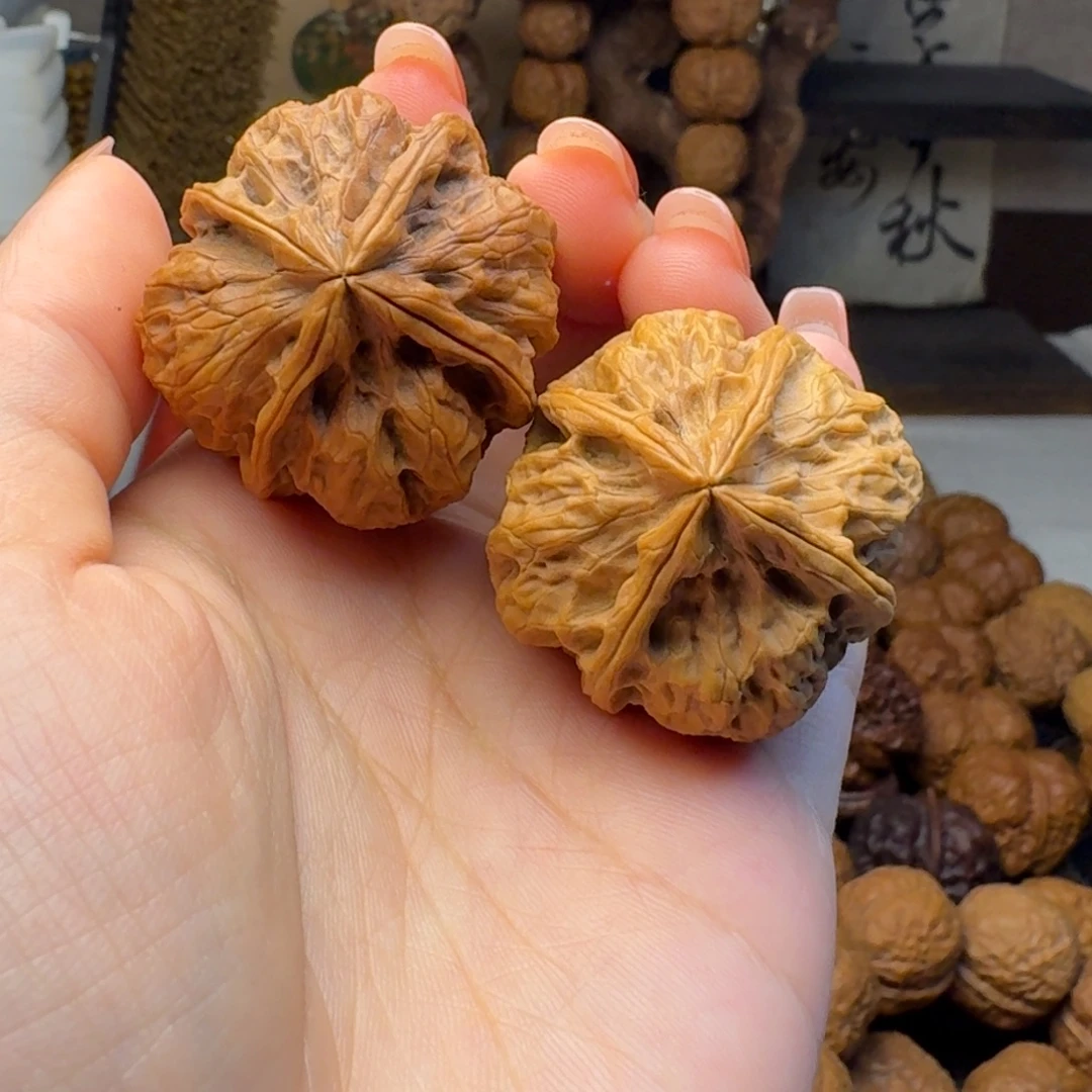 文玩核桃把件珊瑚四棱37