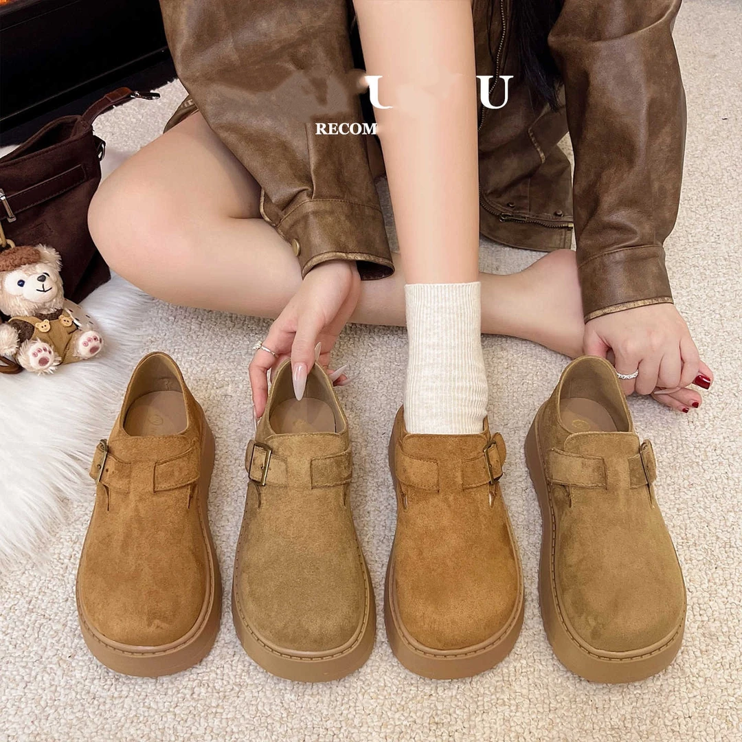 勃肯鞋女时尚单鞋2025年秋季新款厚底松糕一脚蹬乐福鞋全包博肯鞋