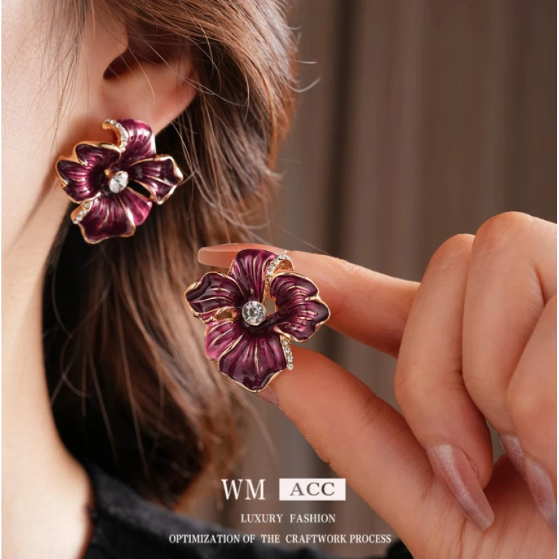 镀18K真金 Vintage 【姹紫嫣红】 铜 女士耳环 ZG0284