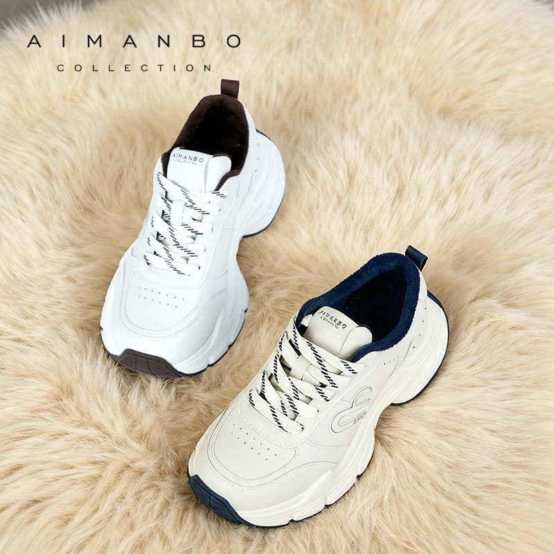 漫步佳人2025冬季新品轻便舒适老爹鞋软底不累脚百搭休闲鞋加绒鞋