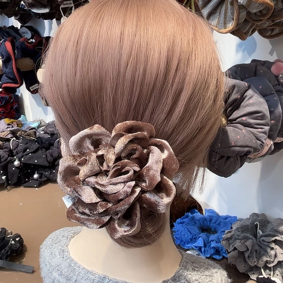 布艺非金属编号37咖色花发圈