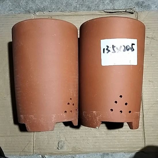 紫砂红泥大笔筒两个