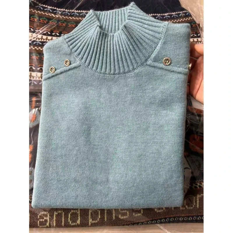 1018【蓝 六粒扣】秋冬加厚针织衫