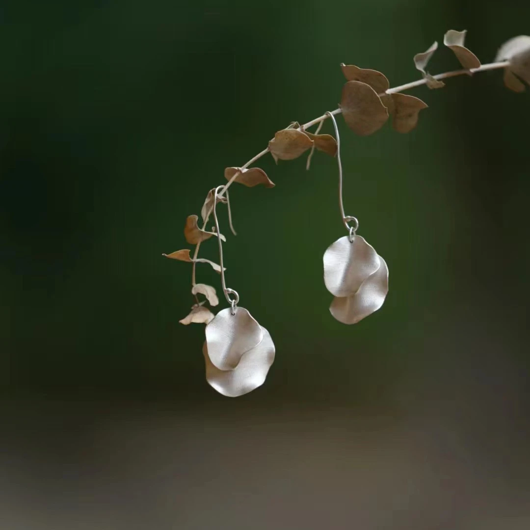 非金属莫桑石耳饰 足银耳饰 游尘饰品/花瓣雨耳环