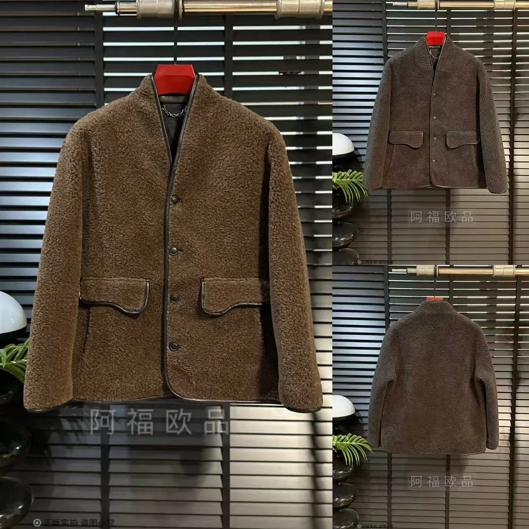 男士新中式道袍V领百分羊毛外套【羊毛内胆】25083