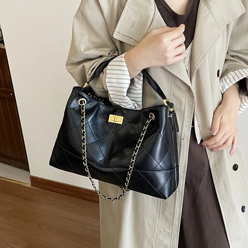 LOMMINY/罗米尼复古锁扣腋下包2026年新款包包韩版ins早八通勤包